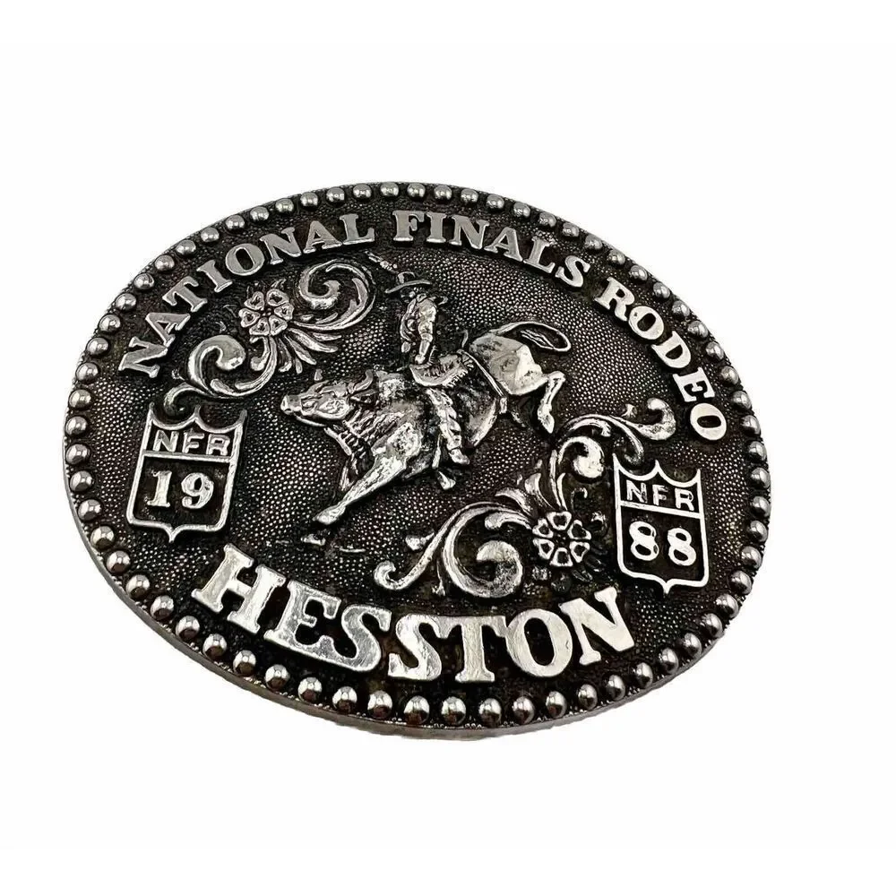 Vintage 1988 National Finals Rodeo Western Belt Buckle Fred Fellows